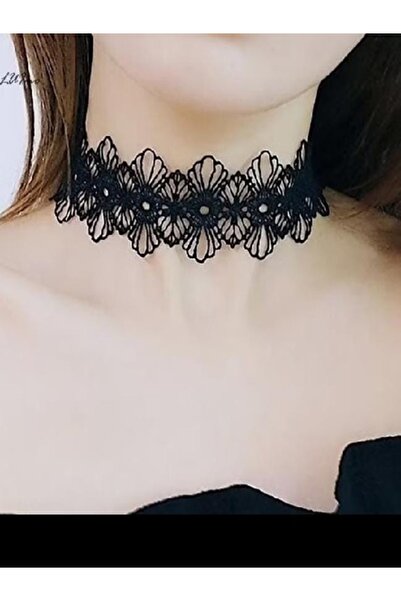 Shisa Jewel Siyah Dantel Gerdanlık Kolye Kadın Kızlar içi, Siyah Klasik Kadif...