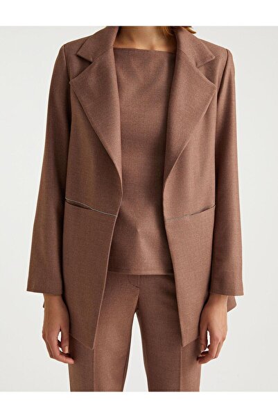 FEMİAS Premium Series Brown Chain Pocket Cutout Detailed Blazer