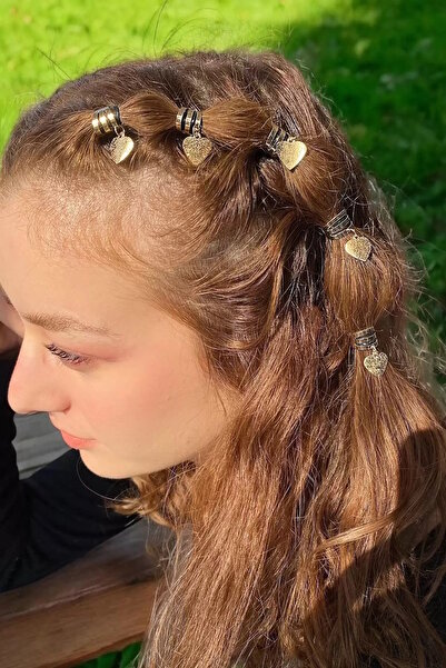 CAŞ DEKORASYON Gold Color Heart Figured Hair Earring