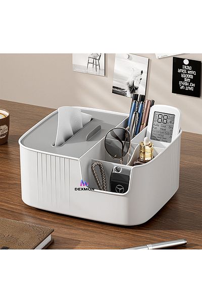 Dexmon 5-Compartment Desktop Organizer, Pen Holder Napkin Holder Jewelry and Accessories