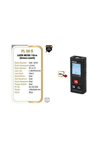 Proter Pl 55 R Şarjlı Lazer Metre 50 Metre
