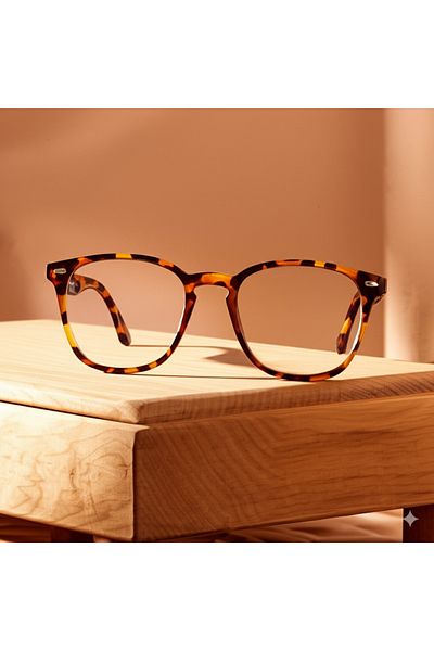 elkumoda Unisex Retro Tortoise Patterned Transparent Glass Sunglasses Trend Model
