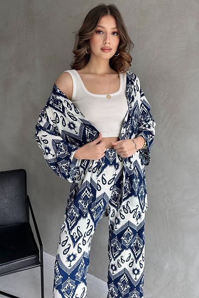 Rabi Shine بدلة كيمونو بنمط الفهد للسيدات