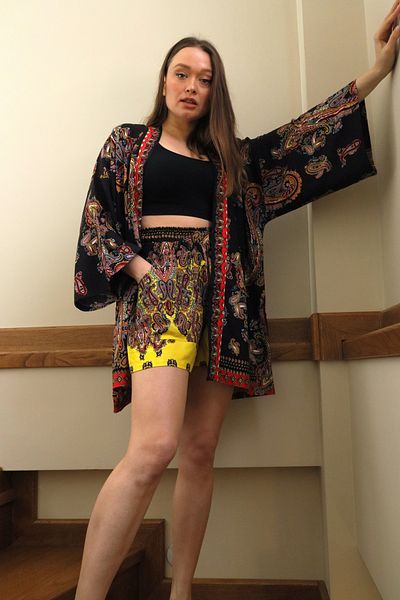 Su Koleksiyon Jakarta Viscose Kimono & Shorts Set