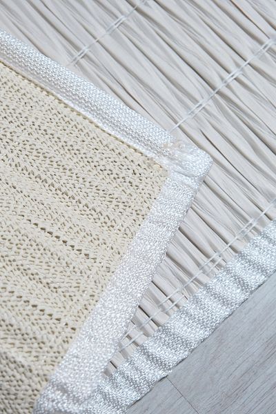 Bliss Πολυτελές Rattan Αντιολισθητικό Χαλάκι Μπάνιου - Αδιάβροχο - Λευκό Ματ πολλαπλών χρήσεων 50*80