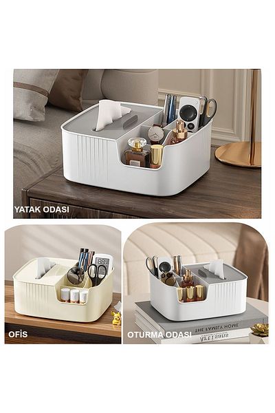 Dexmon 5-Compartment Desktop Organizer, Pen Holder Napkin Holder Jewelry and Accessories