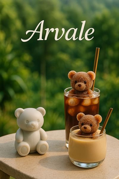 ARVALE Mini Cute Bear Shaped 3 Pieces Silicone 3D Ice Mold - Presentation Coffee Ice Box