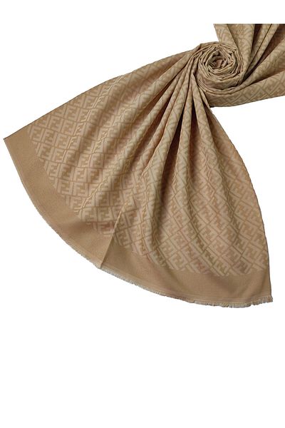 mim eşarp Işıl İpek - Cotton Jacquard F Pattern Shawl 75X190 cm