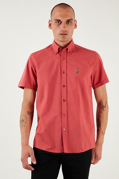 U.S. Polo Assn. U.S. Polo 100% Cotton Regular Fit Button Collar Logo Shirt Men's Shirt G081Gl 0042083854