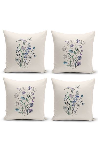 Bertille Home Flower Spring Series Σετ με ψηφιακή εκτύπωση διπλής όψης με 4 κάλυμμα μαξιλαριού (Άνοιξη)