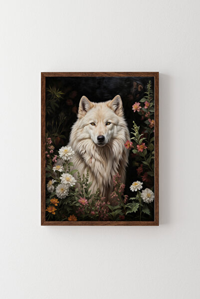 epiqart White Wolf - Wooden Patterned Frame
