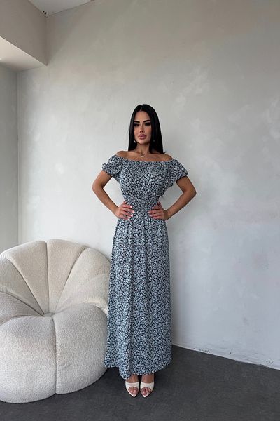 kamacibutik Madonna Collar Floral Patterned Dress (Standard Size S/M/L Compatible)