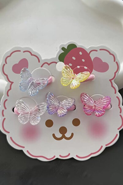 CAŞ DEKORASYON Σετ με 5 λαστιχένιες πόρπες πεταλούδας σε διάφορα χρώματα