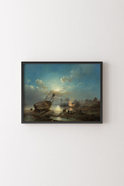 epiqart العمل في الليل في المنفذ - الإطار الأسود
