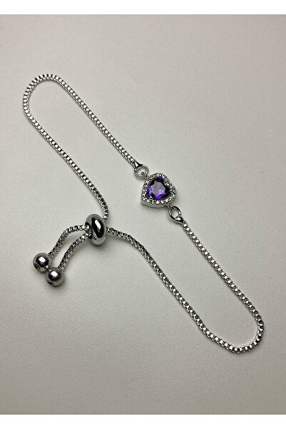 Tixy Pixy الأرجواني الزركون حجر القلب قابل للتعديل الفضة الفولاذ المقاوم للصد...