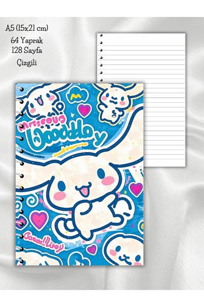 daily notebook دفتر مدرسي مخطط من سينامورول مقاس A5، 64 ورقة حلزونية