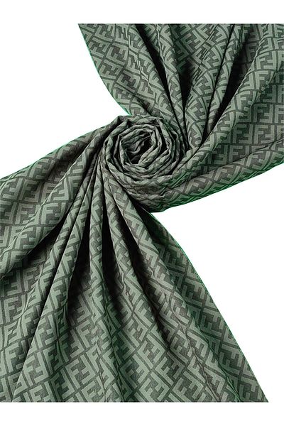 mim eşarp Işıl İpek - Cotton Jacquard F Pattern Shawl 75X190 cm