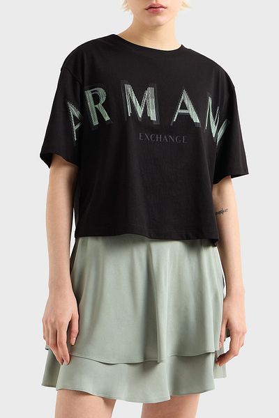 Armani Exchange Tricou Armani Exchage 100% bumbac Cropped Fit Crew Gât cu logo Tricou XW000520 AF10359 U