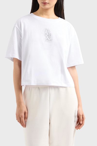Armani Exchange Armani Exchange 100% Cotton Cropped Fit Bicycle T-Shirt Xw 000102   Af1