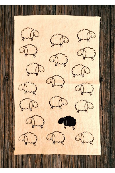 yörük tuhafiye Set of 6 Kitchen Towels 30X50 Cm., Printed Towels with Pictures, Patterned Cream Kitchen Towels Drying Cloth