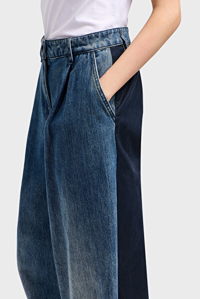 Armani Exchange Relaxed Fit Cotton Pants Loose Wide Leg Color Block Pants Xw 000561   Af128