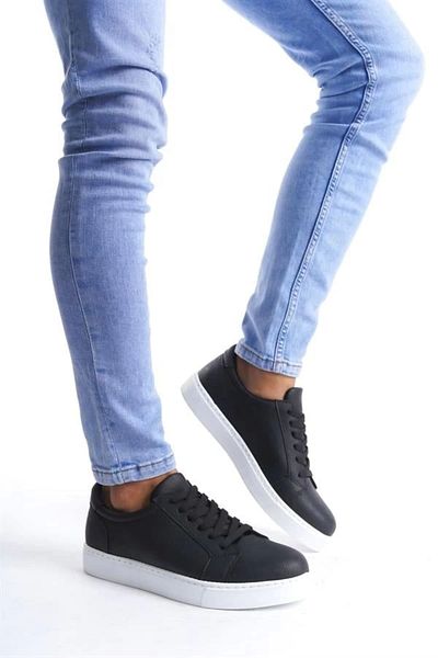 Moda Raperin Slw165 Elite Lace-Up Skin Men's Casual Sneaker Shoes Bt - Black