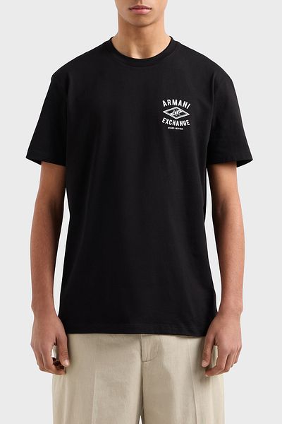 Armani Exchange Λογότυπο Armani Exchage με στάμπα 100% βαμβάκι κανονική εφαρμογή με λαιμόκοψη ανδρικό μπλουζάκι XM 000550   AF1