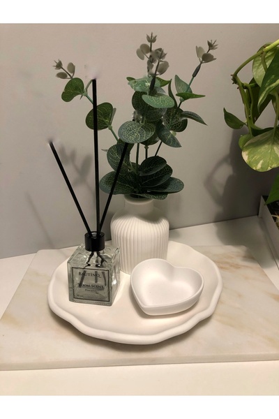 Bautinq Store Dekoratif El Yapımı Beton Ham Obje Seti 50 cc koku,vazo,kalp ta...