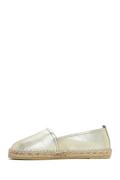 Derimod Espadrile din piele metalizată aurie pentru femei 25SFD 205332
