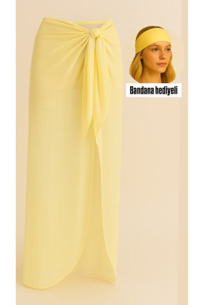 laviyonsa Long Chiffon Tulle Pareo (110*150cm) Same Fabric Bandana Gift