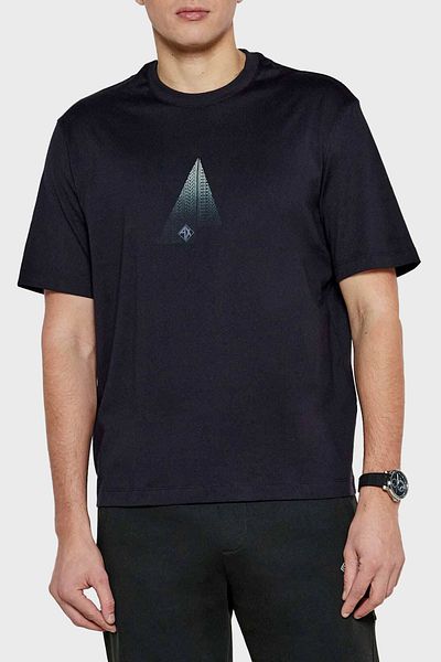 Armani Exchange Λογότυπο Armani Exchage με στάμπα 100% βαμβάκι κανονική εφαρμογή με λαιμόκοψη ανδρικό μπλουζάκι XM 000270   AF1