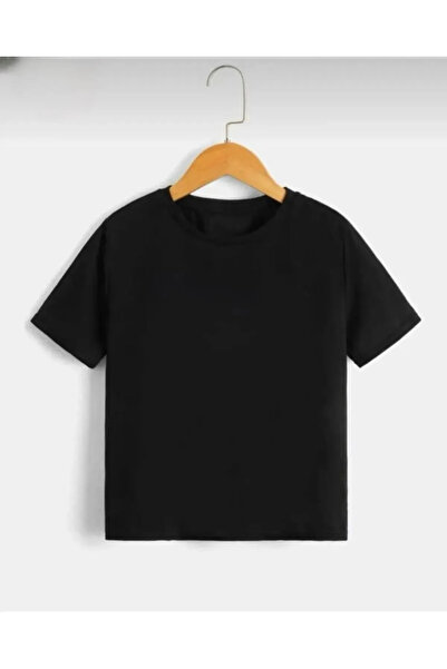 Tünel moda Children's Simple Solid Black Tshirt