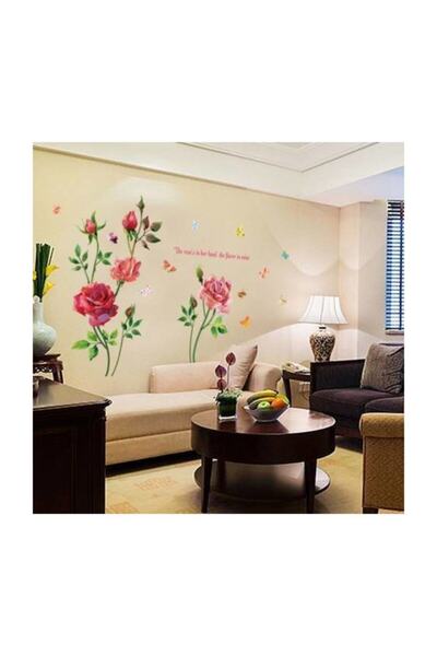 cosy home gift Kırmızı Gül Tomurcuk 3d Renkli Güller Kelebek Ev Dekor Süsleme...