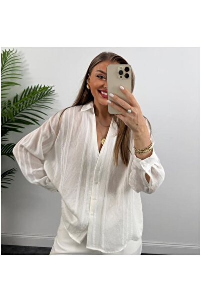 Nisantasimoda Premium Kumaş Transparan Gömlek