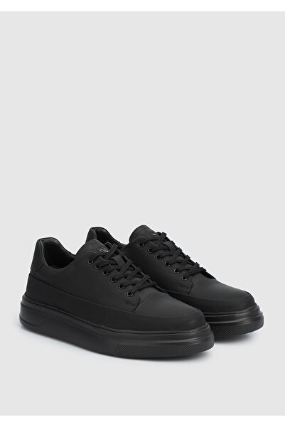 Provoq Siyah Deri Erkek Sneaker