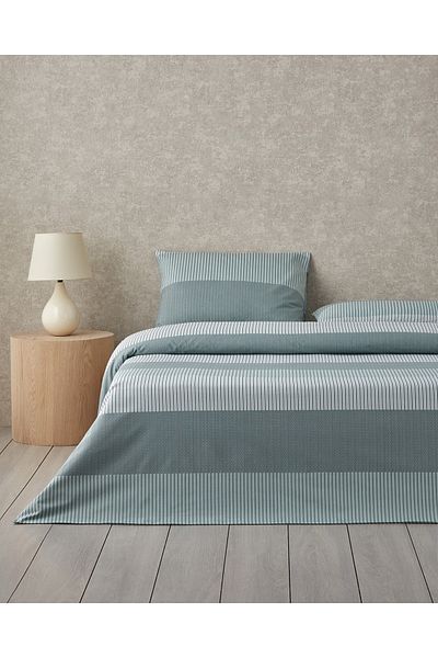 English Home Modern Strip Easy-Iron Double Duvet Cover Set 200X220 cm Green