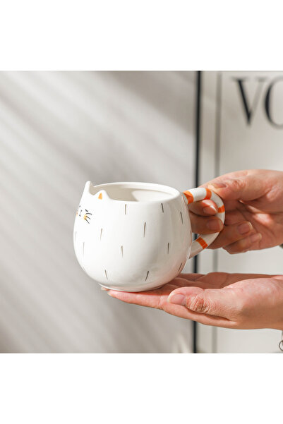 Choice 301-400ml Orange Ceramic water cup, afternoon tea milk coffee milk tea...