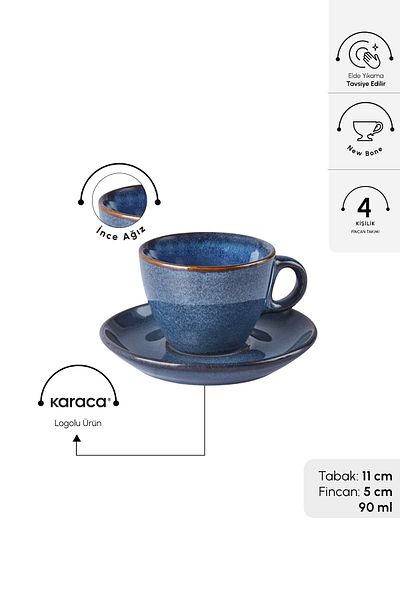 Karaca Daisy 9 Τεμάχια Φλιτζάνια Καφέ με Βάση 90 Ml