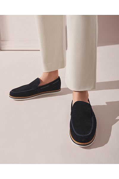 Hotiç Genuine Leather Navy Blue Men's Loafer