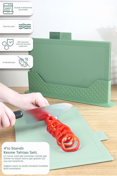 Meleni Home طقم ألواح متعددة الاستخدامات مكون من 4 قطع - حامل أفقي - أخضر