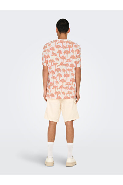Only & Sons Onskylen reg linen palm aop ss tee