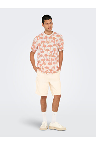 Only & Sons Onskylen reg linen palm aop ss tee