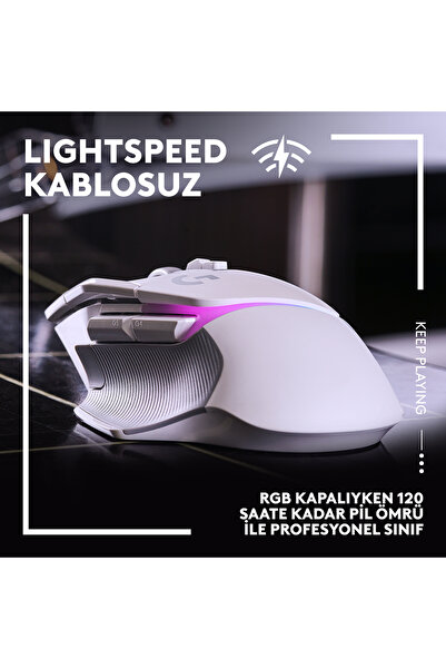logitech G G502 X Plus Kablosuz HERO 25K Sensörlü RGB Aydınlatmalı Oyuncu Mouse, Beyaz 910-006172