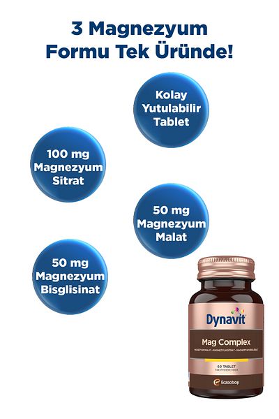 Dynavit 60 Tablet Mag Complex Pack - Magnesium Malate, Citrate, Bisglycinate