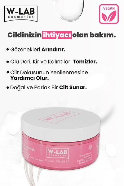 W-Lab Kozmetik Purifying Antioxidant Pink Clay Mask 250 ml