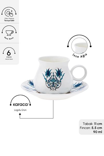 Karaca Bursa 6-Personen-Kaffeetassen-Set 90 ml