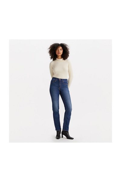 Levi's 724 Medium Indigo Straight High Rise - Nošené v