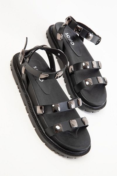 SOHO 20493 Damen-Sandalen in Schwarz-Platin
