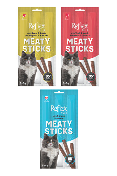 Reflex Stick Kedi Ödül Maması 3 Farklı Lezzet Kedi Ödül Çubuğu - Somon - Tavşan Ve Biftekli
