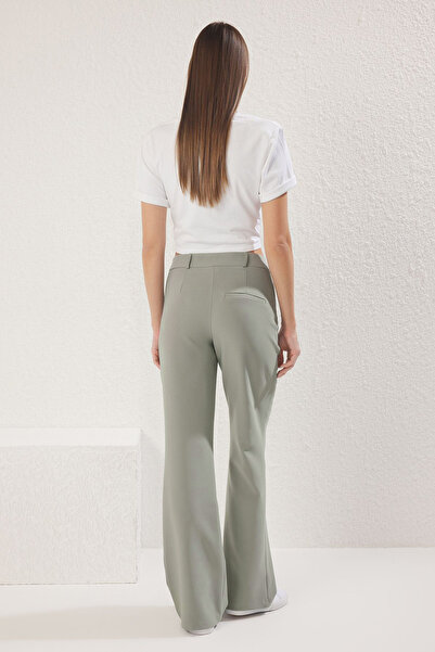 Trendyol Collection Gray Low Waist Slight Flare Woven Pants Twoss25Pl00078